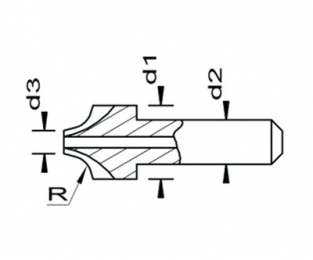 Esmatec HM Radiusfräser 1-seitig mit Bohrung und ohne Führungswelle R 3.0 TiAlSiN