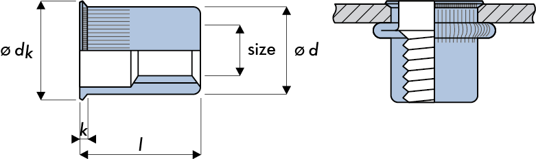 Q-Nut Blindnietmutter Stahl kleiner SK offen