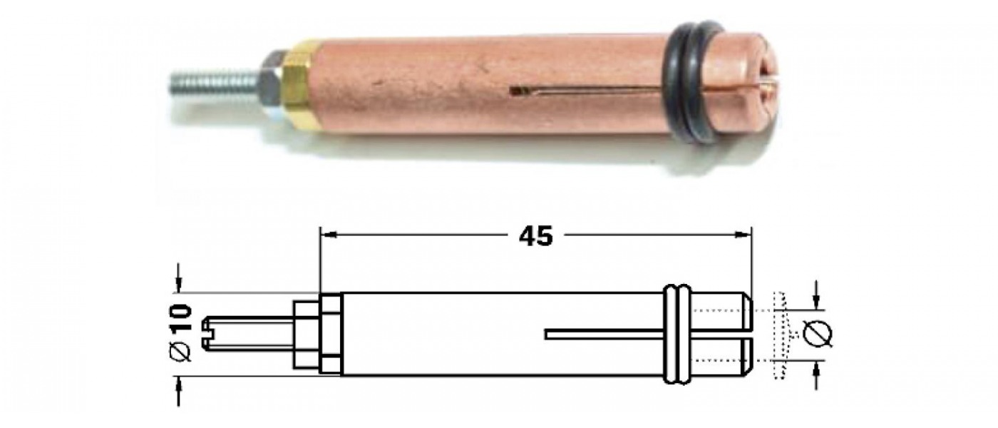 Bolzenhalter Kupfer mit O-Ring