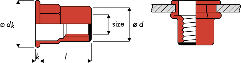 Q-Nut Blindnietmutter Edelstahl A2 Teilsechskant FK geschlossen