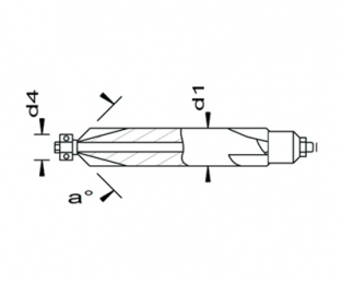 Esmatec HM Entgrater 2-seitig mit Bohrung und Führungswelle (Zapfen)