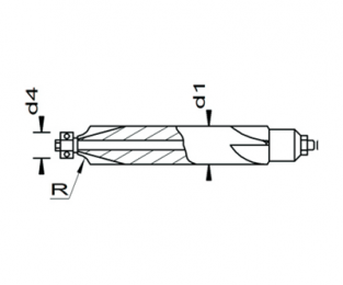 Esmatec HM Radiusfräser 2-seitig mit Bohrung mit Führungswelle R 0.25 TiAlSiN