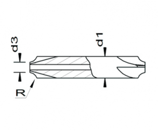 Esmatec HM Radiusfräser 2-seitig mit Bohrung ohne Führungswelle R 0.50
