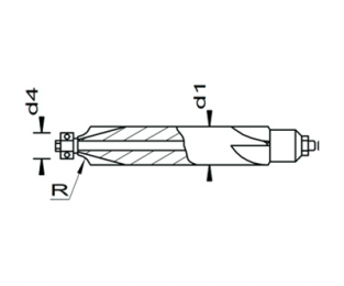 Esmatec HM Radiusfräser 2-seitig mit Bohrung mit Führungswelle R 0.25