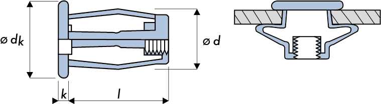 Q-Split-Nut Geschlitzte Blindnietmutter Stahl FK