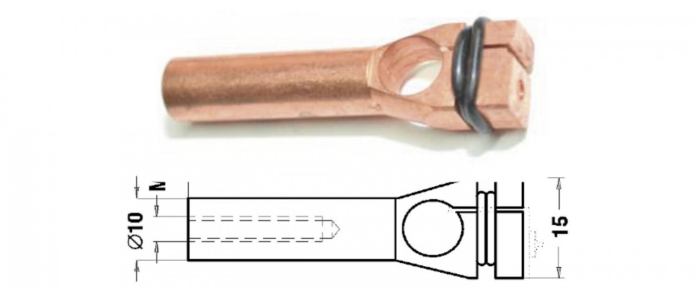 Bolzenhalter Spitze 6.3 Flachst. Kupfer
