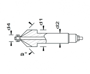 Esmatec HM Entgrater  1-seitig mit Bohrung und Führungswelle Ø 10 mm // 90° // Alu